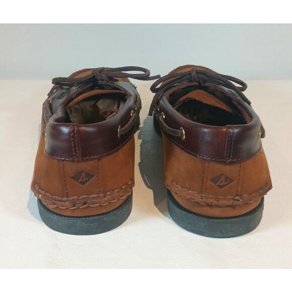 SPERRY LEWWARD TOP SIDER 2 EYED LEATHER BOAT SHOES MENS 13 BROWN - Picture 4 of 10